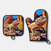 Wüste Bartded Dragon Ofenhandschuh & Topflappen-Set (Vorderseite)