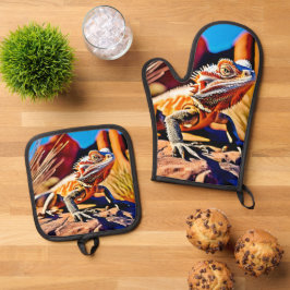 Wüste Bartded Dragon Ofenhandschuh & Topflappen-Set