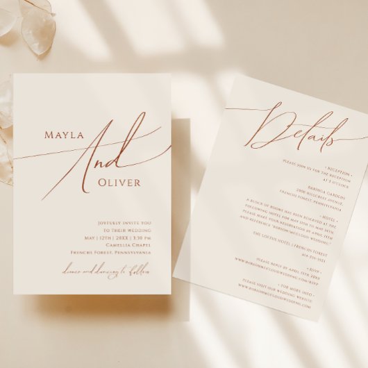 Wüste | Beige auf einer Hochzeit Einladung