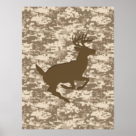Wüste Beige Digital Camouflage Deer Camouflage Mus Poster (Vorne)