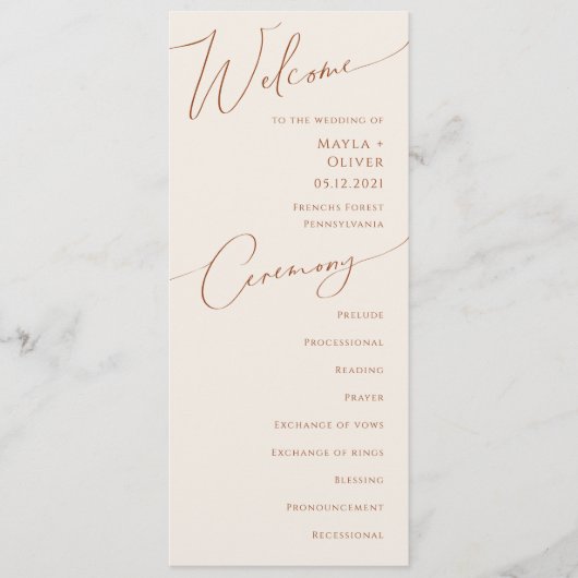 Wüste | Beige Hochzeit Programm (Vorderseite)