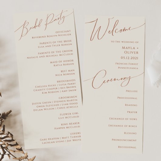Wüste | Beige Hochzeit Programm