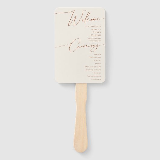 Wüste | Beige Hochzeitsprogramm Fächer (Vorderseite)