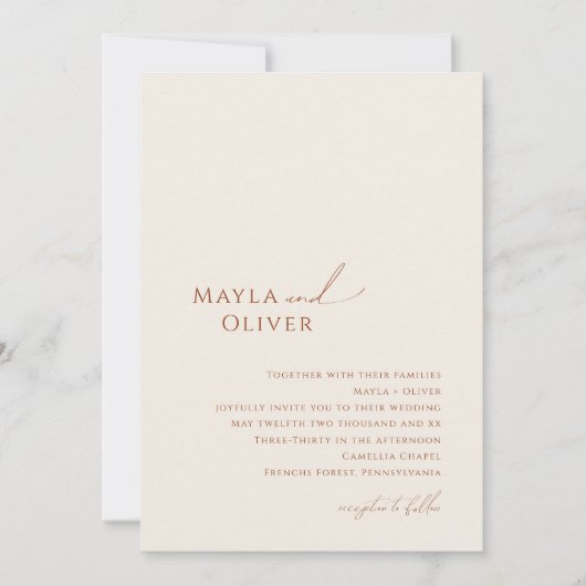 Wüste | Beige Monogram Foto Wedding Einladung (Vorderseite)