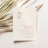 Wüste | Beige Monogram Wedding Einladung