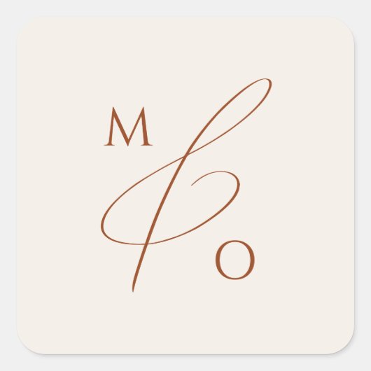 Wüste | Beige Monogramm-Umschlag Aufkleber (Vorderseite)