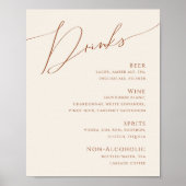 Wüste | Beige Speisekarte für Hochzeitsgetränke Poster (Vorne)