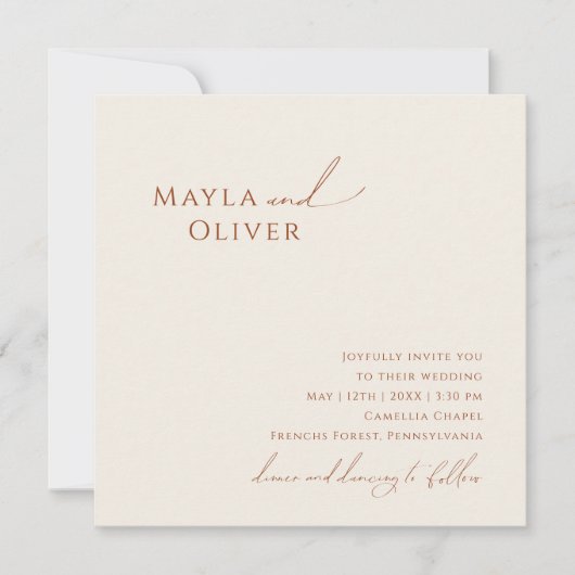 Wüste | Beige Square Wedding Einladung (Vorderseite)
