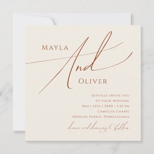 Wüste | Beige Square Wedding Einladung (Vorderseite)