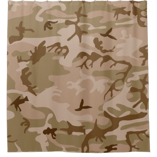 Wüste Beige Tan Brown Olive Green Camouflage Camou Duschvorhang (Vorderseite)