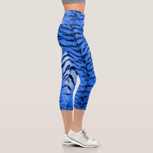 Wüste Blue Tiger Skin Print Capri Leggings