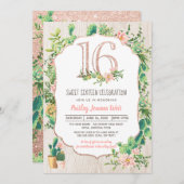 Wüste Blume 16 . Geburtstag Geburtstag Einladung (Vorne/Hinten)