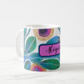 Wüste Blume, abstrakte Wasserfarbe, Ihr Name Kaffeetasse (Vorderseite Links)