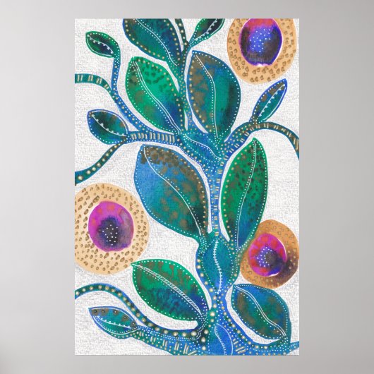 Wüste Blume, Aquarell gemischte Medien Originalkun Poster (Vorne)