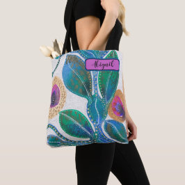 Wüste Blume Aquarell und Stift, personalisiert Tasche