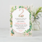 Wüste Blume Glitzer 2 Zweiter Geburtstag Einladung (Stehend Vorderseite)