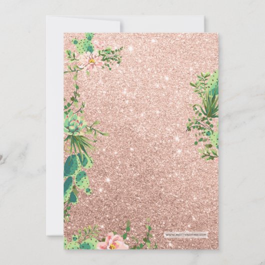 Wüste Blume & Rose Gold Baby Dusche Einladung (Rückseite)