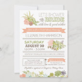 Wüste Blume Sukkulente Brautdusche Einladung (Vorderseite)