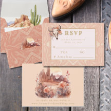 Wüste Blume Western Hochzeitskarte RSVP-Karte