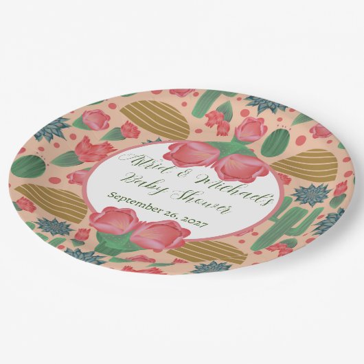 Wüste Blush Pink Girl Babydusche Pappteller (Schrägansicht)