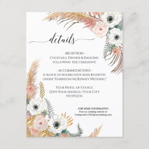 Wüste Boho Floral Pampas Grass Foliage Hochzeit Einladung