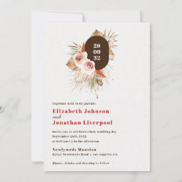 Wüste boho florale Erdtöne Terrakotta Hochzeit Einladung