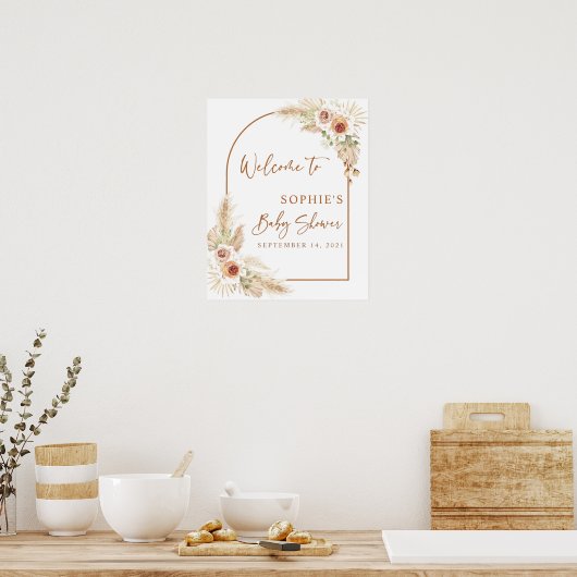 Wüste Boho Pampas Grass Baby Dusche Begrüßungszeic Poster (Küche)