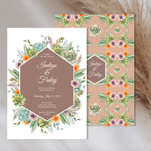 Wüste Boho Succulents Cactus Wedding Einladung