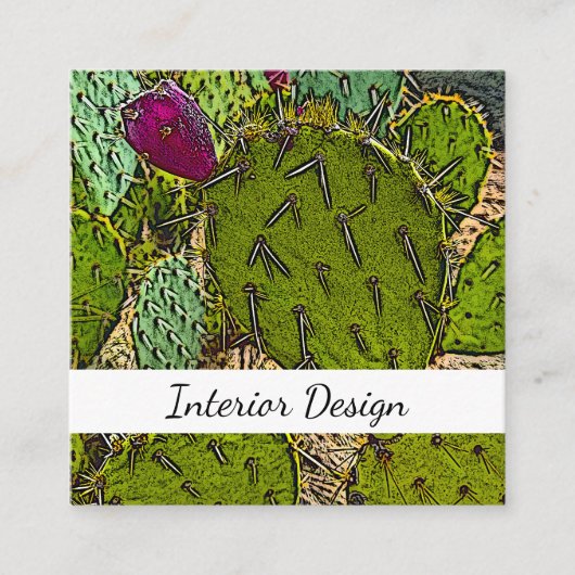 Wüste Botanischer Kaktus Abstrakter Innenarchitekt Quadratische Visitenkarte (Vorderseite)