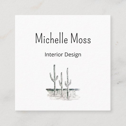 Wüste Botanischer Kaktus QR-Code Minimalistisch Quadratische Visitenkarte (Vorderseite)