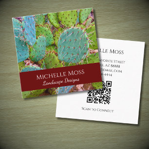 Wüste Botanischer Prickly-Birne-Kakteen Sukkulent Quadratische Visitenkarte