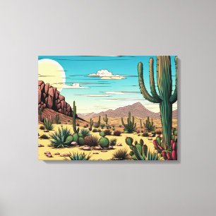 Wüste Butte Mesa Grafische Kunstlandschaft Leinwanddruck