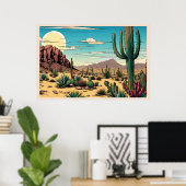 Wüste Butte Mesa Grafische Kunstlandschaft Poster (Heimbüro)