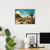 Wüste Butte Mesa Grafische Kunstlandschaft Poster (Heimbüro)