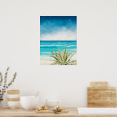 Wüste Cactus Beach Sea Seascape Aquareal Agave Poster (Küche)