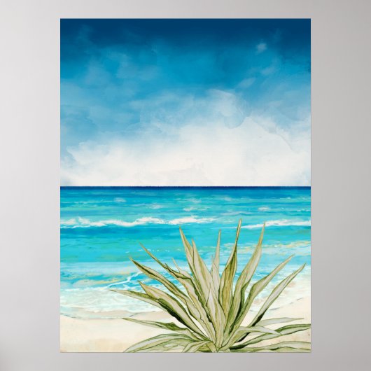 Wüste Cactus Beach Sea Seascape Aquareal Agave Poster (Vorne)
