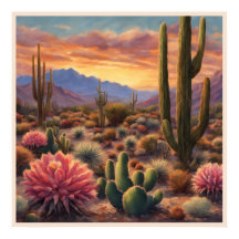 Wüste Cactus Mountain Sunrise Dramatique