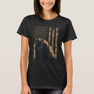Wüste Camouflage Grizzly Bear Grunge American Flag T-Shirt