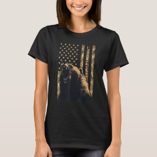 Wüste Camouflage Grizzly Bear Grunge American Flag T-Shirt