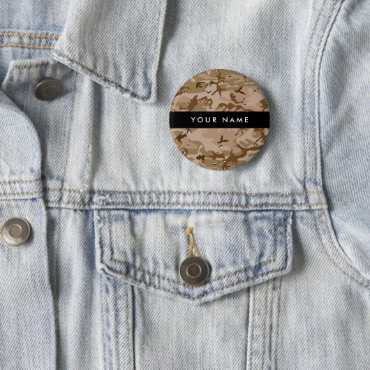 Wüste Camouflage Kieselsteine, Ihr Name, personali Button (Beispiel)