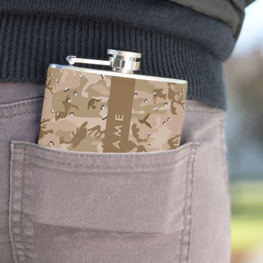 Wüste Camouflage Kieselsteine, Ihr Name, personali Flachmann (Beispiel)