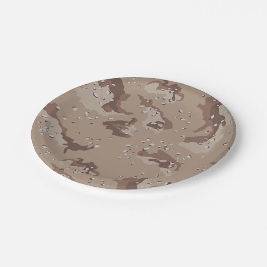 Wüste-Camouflage Pappteller (Schrägansicht)