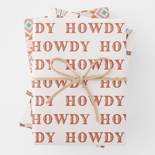 Wüste Cowgirl letzte Rodeo Wrapping Paper Sheets Geschenkpapier Set (Beispiel)