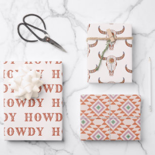 Wüste Cowgirl letzte Rodeo Wrapping Paper Sheets Geschenkpapier Set