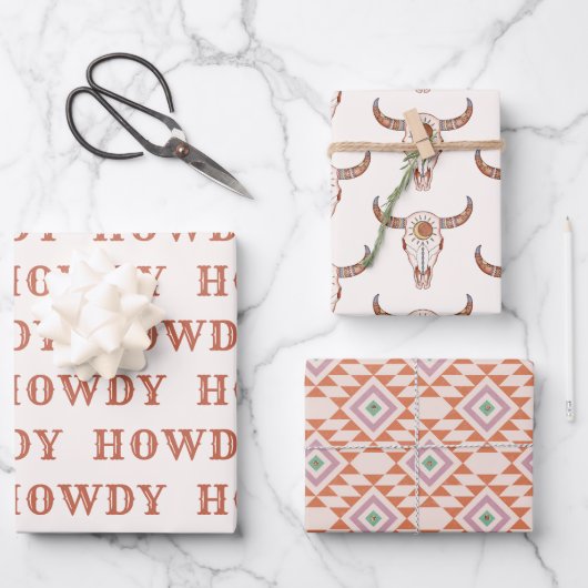 Wüste Cowgirl letzte Rodeo Wrapping Paper Sheets Geschenkpapier Set (Vorderseite)