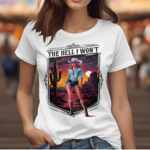 Wüste Cowgirl und die große Kakteen T-Shirt