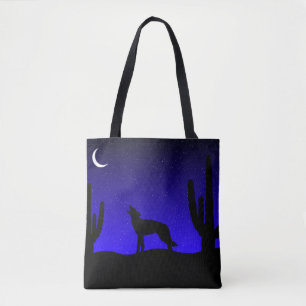 Wüste Coyote Howling auf dem Mond Tasche