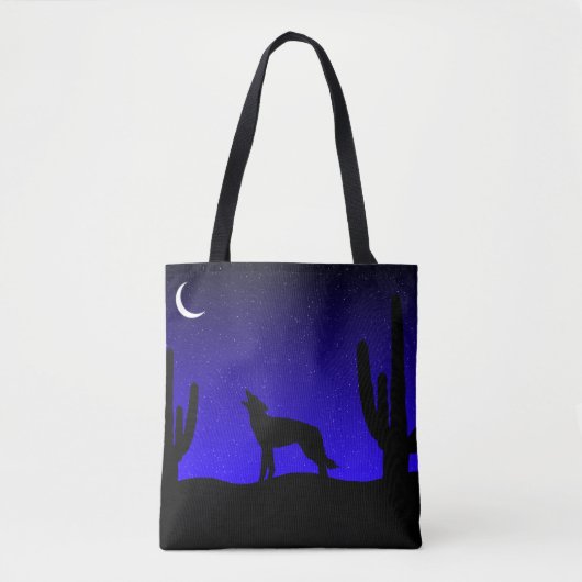 Wüste Coyote Howling auf dem Mond Tasche (Vorderseite)