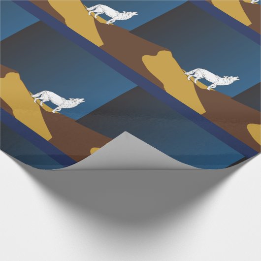 Wüste Coyote Howling Vollmond Thunder_Cove Geschenkpapier (Ecke)
