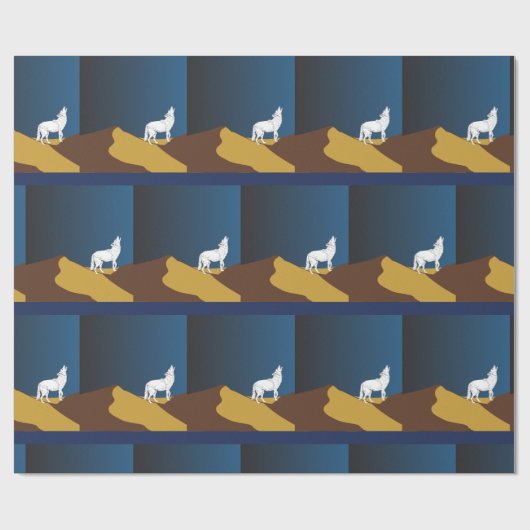 Wüste Coyote Howling Vollmond Thunder_Cove Geschenkpapier (Flach)